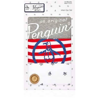 Mini boys stripe Penguin babygrow gift set